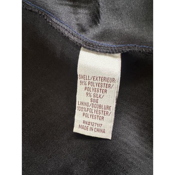 Badgley Mischka Royal Blue and Black Reverse Ruffle Structural Gown Sz 4 - Picture 13 of 14